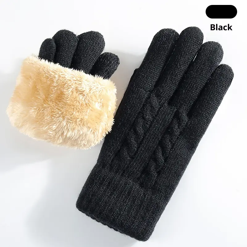 Gefütterte Strickhandschuhe mit Touchscreen-Funktion