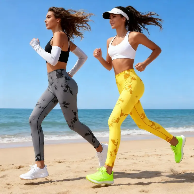 Gelbe 7/8-Sportleggings mit Print