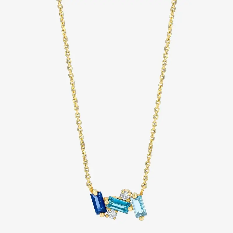 Geometrischer Blauer Diamant-Halsketten-Schmuck