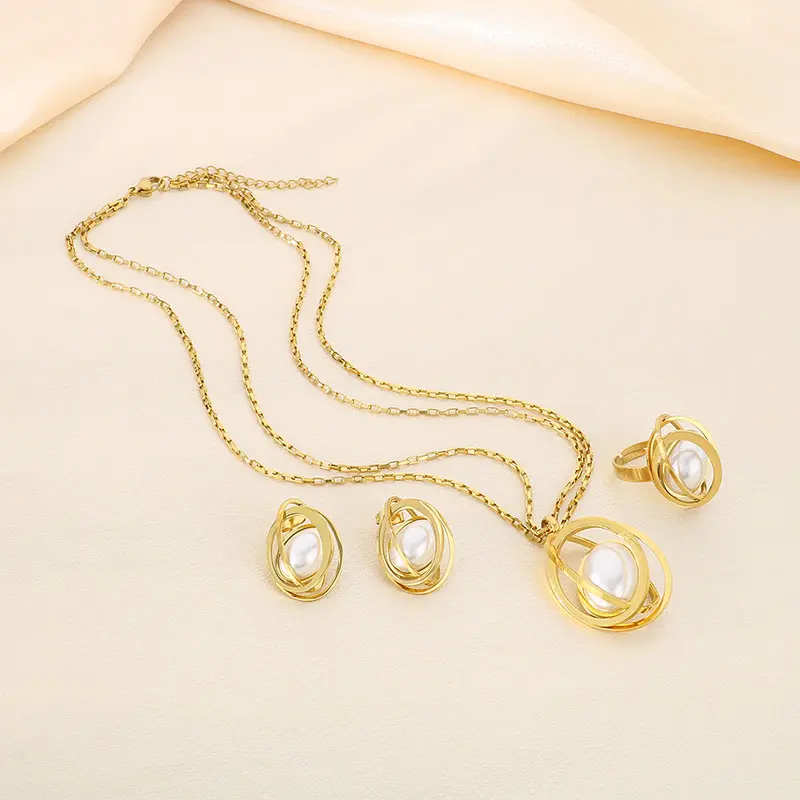 Geometrisches Schmuck-Set aus Titanstahl