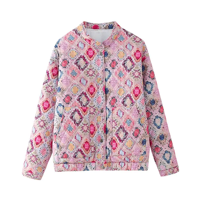 Gepolsterte Baumwolljacke mit Rundhals