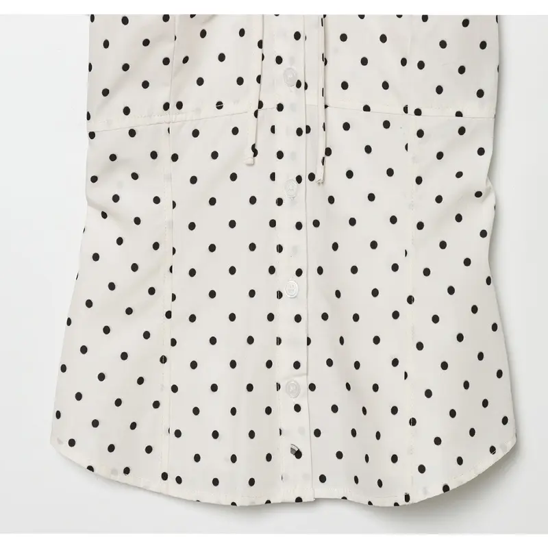 Gepunktetes Slim-Fit Top mit Schleife und Spaghettiträgern