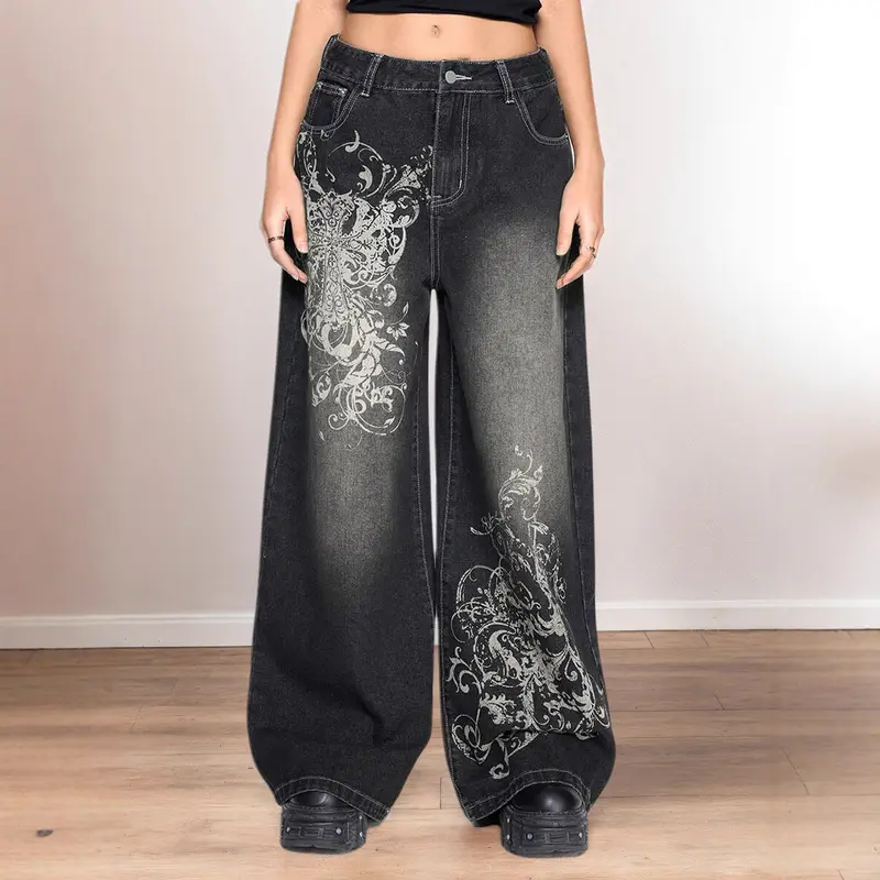Gerade Beine Gewaschene abgenutzte Casual Jeans