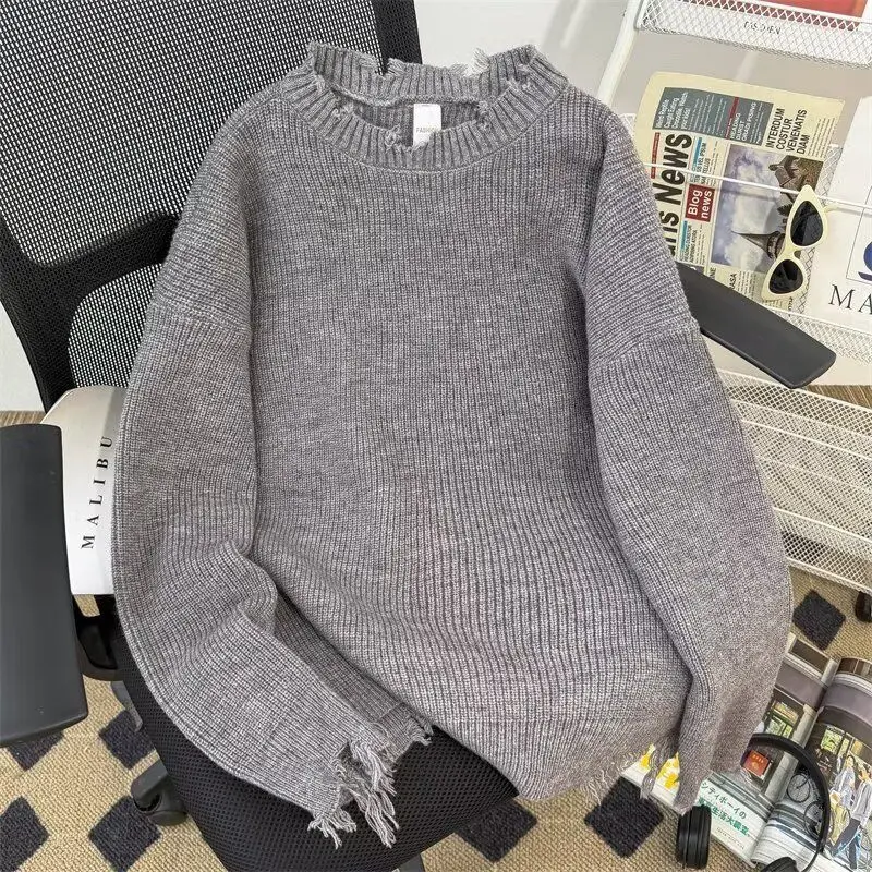Gerippter Rundhals-Pullover für Herbst/Winter