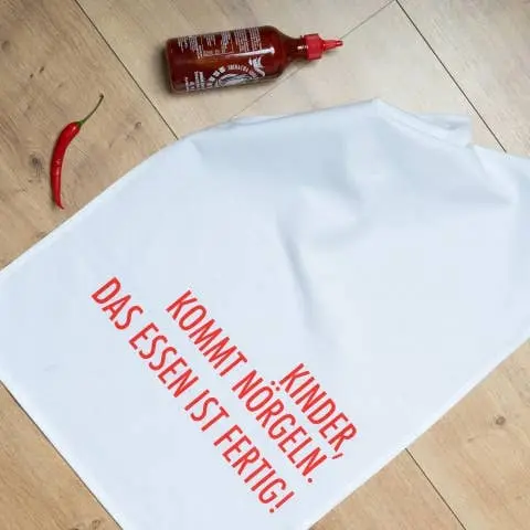 Geschirrtuch weiss, KINDER, KOMMT NÖRGELN.