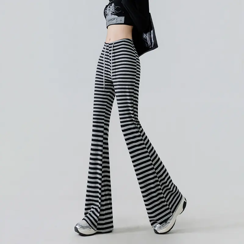 Gestreifte Slimming Leggings mit Kordelzug