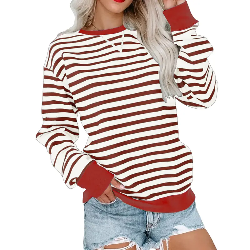 Gestreiftes Color-Blocked Langarm-Sweatshirt