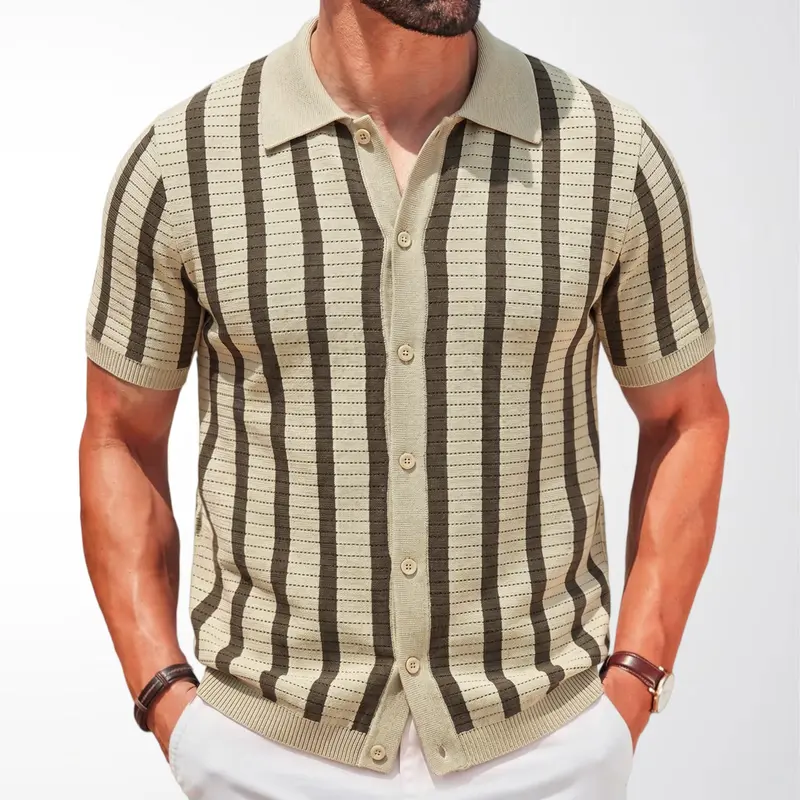 Gestreiftes Jacquard Strick-Shirt für Herren