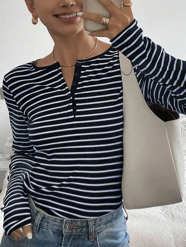 Gestreiftes Langarmshirt im Loose Fit