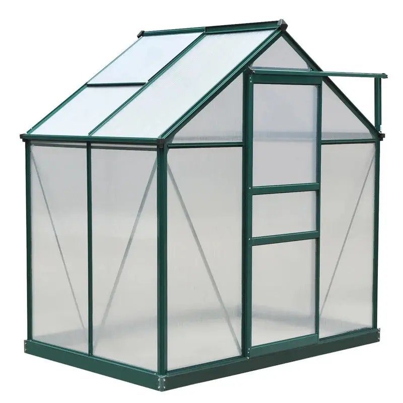 Gewächshaus mit Dachfenster Aluminium Treibhaus 190cmx132cmx201cm, Grün+Transparent
