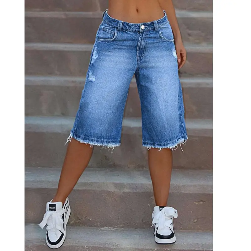Gezackte Denim-Shorts