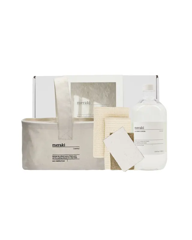 Gift box, basket + dish cloth, beige + sponge + all-round cleaning, 1000 ml