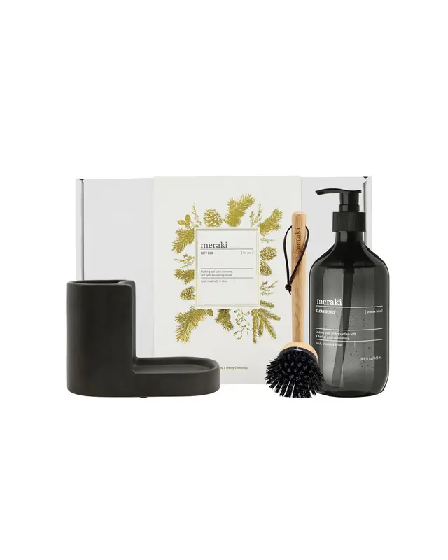 Gift boxCH, dark grey holder + nature brush + shadow lake dish wash, 490 ml