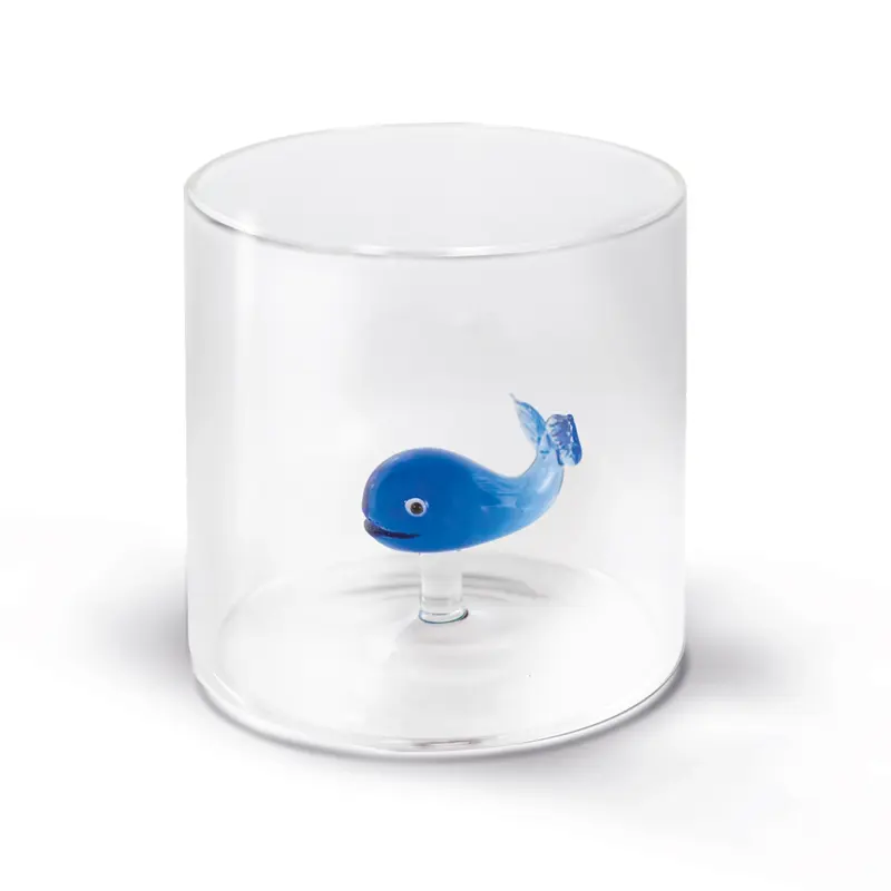 Glas aus Borosilikat 250ml Walfisch blau