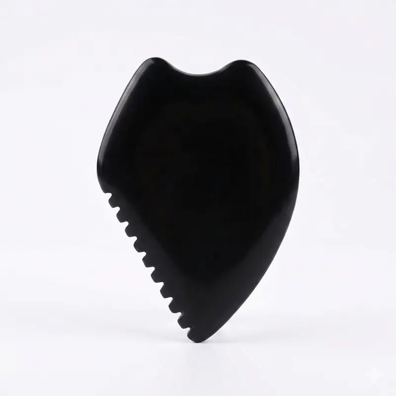 Gua Sha "Détente Profonde" - Jade Noir Multi-Zones avec Bord Peigne