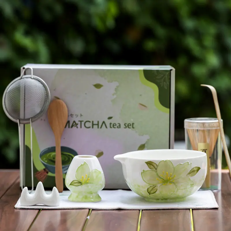 Handbemaltes Matcha-Set 8-teilig