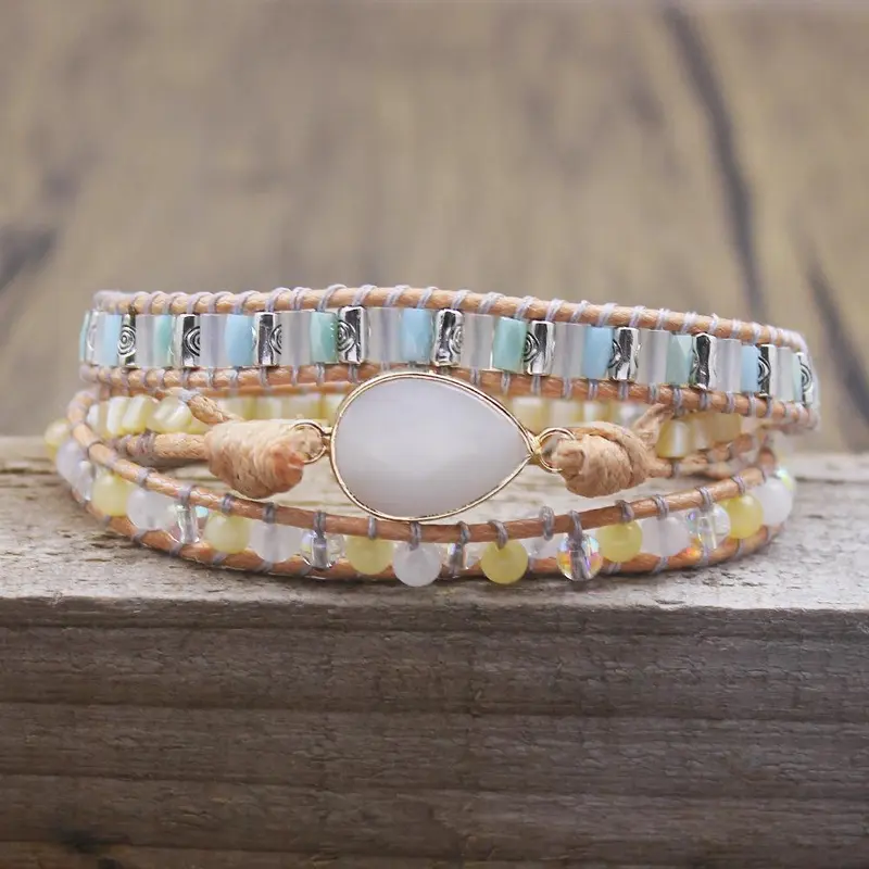 Handgewobenes Wickelarmband aus Leder