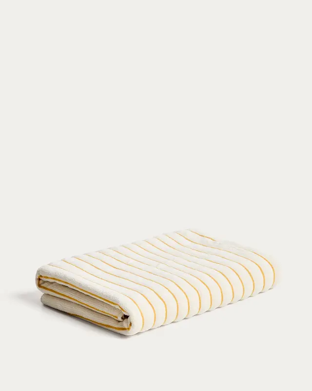 Handtuch Dorane aus 100 % Baumwolle mit gelben Streifen 100 x 150 cm