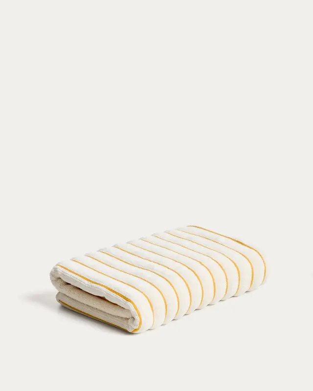 Handtuch Dorane aus 100 % Baumwolle mit gelben Streifen 70 x 140 cm