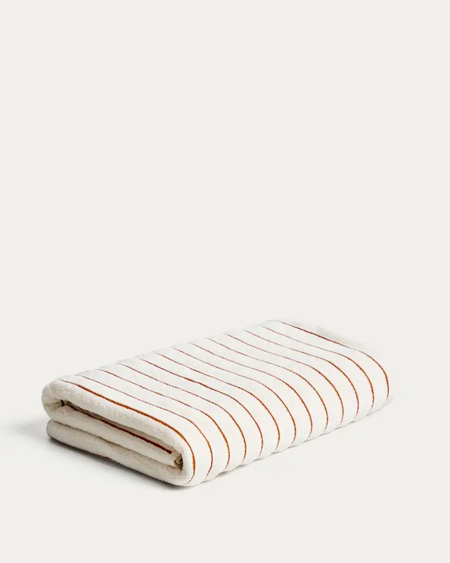 Handtuch Dorane aus 100 % Baumwolle mit orangefarbenen Streifen 100 x 150 cm