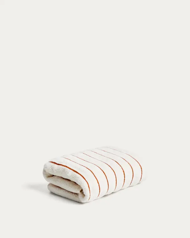 Handtuch Dorane aus 100 % Baumwolle mit orangefarbenen Streifen 50 x 90 cm
