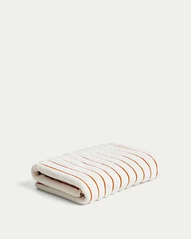 Handtuch Dorane aus 100 % Baumwolle mit orangefarbenen Streifen 70 x 140 cm