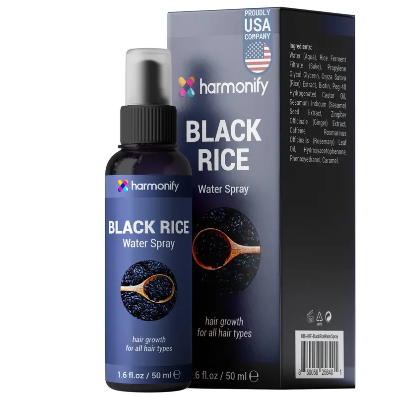 HARMONIFY - Schwarzer Reiswasser - Spray - Veganes Haarserum gegen Haarausfall, Spliss & dünner werdendes Haar