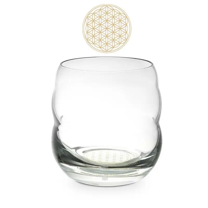 Heilige Geometrie Glas 250ml | 24 Karat Gold Blume des Lebens