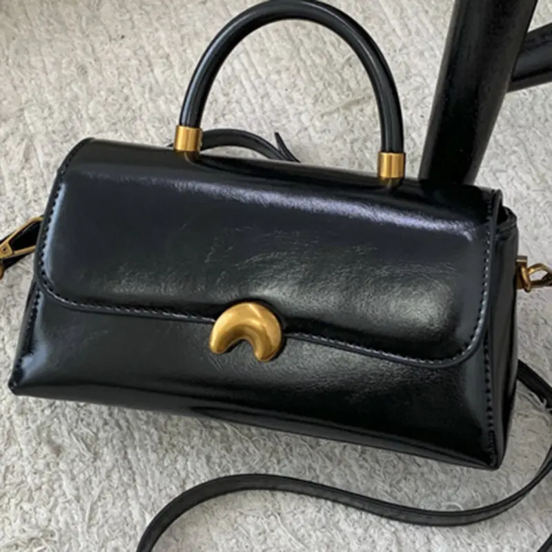 Henkeltasche «Lune» · Top-Handle mit Gold-Clip, Crossbody