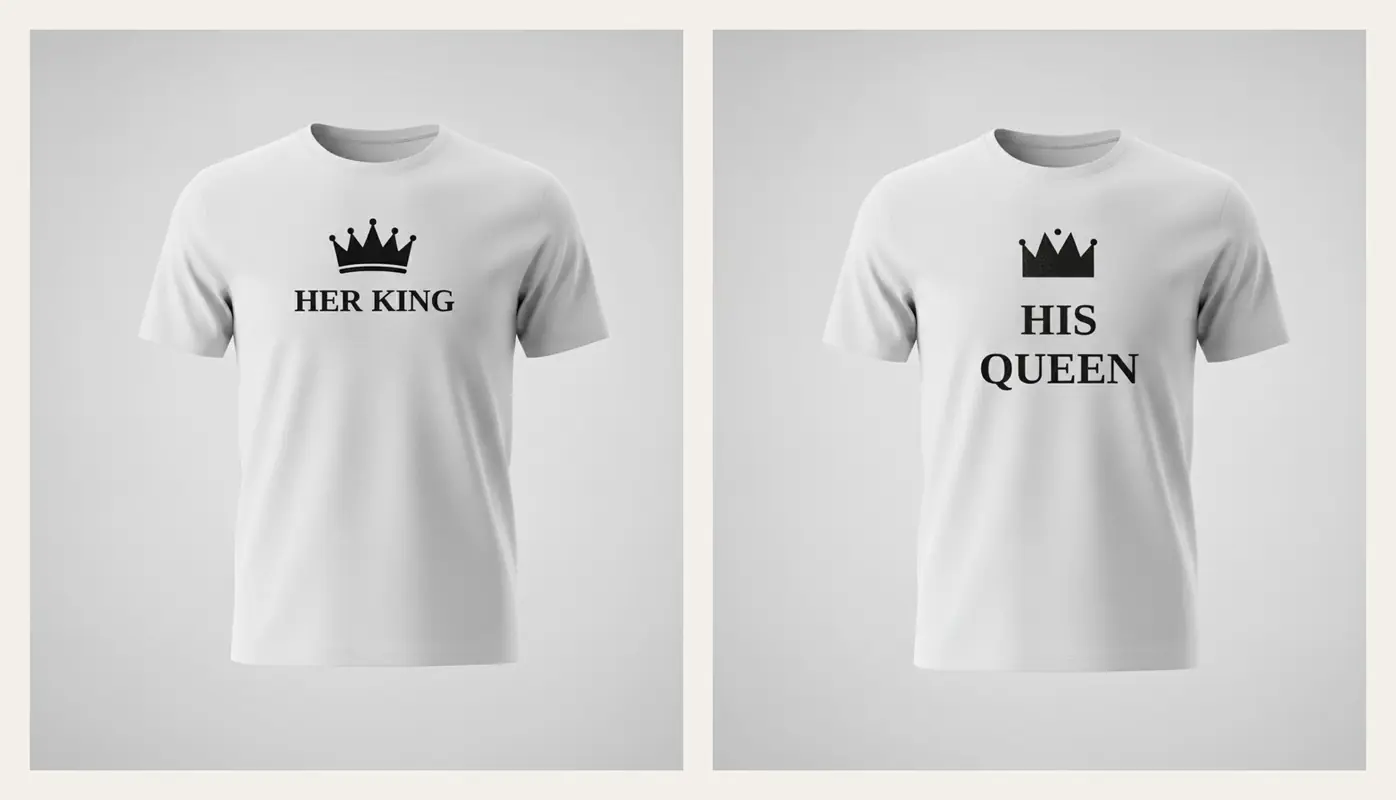Her King & His Queen Partner-Shirts · Couple T-Shirts 👑
