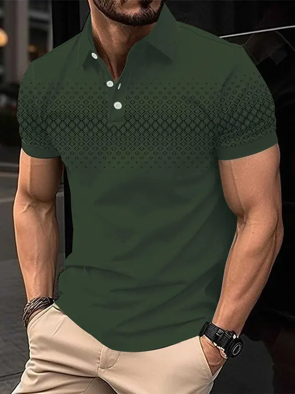 Herren-Casual Plaid-Print Polo-Shirt