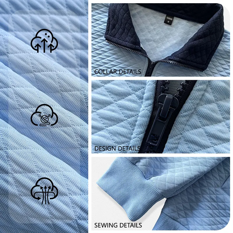 Herren Diamond-Check Half-Zip Sweatshirt