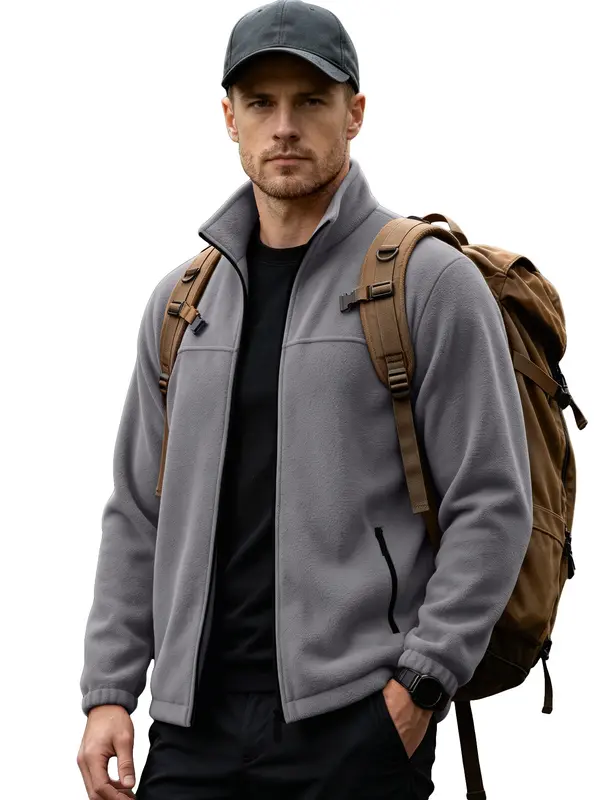 Herren Fleecejacke mit Stehkragen und Reissverschluss