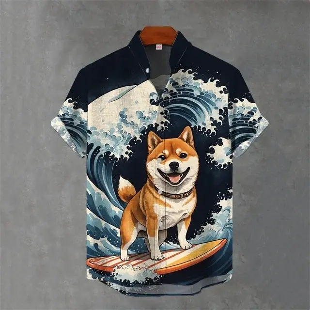 Herren Hemd mit Animal-Print und kurzen Ärmeln