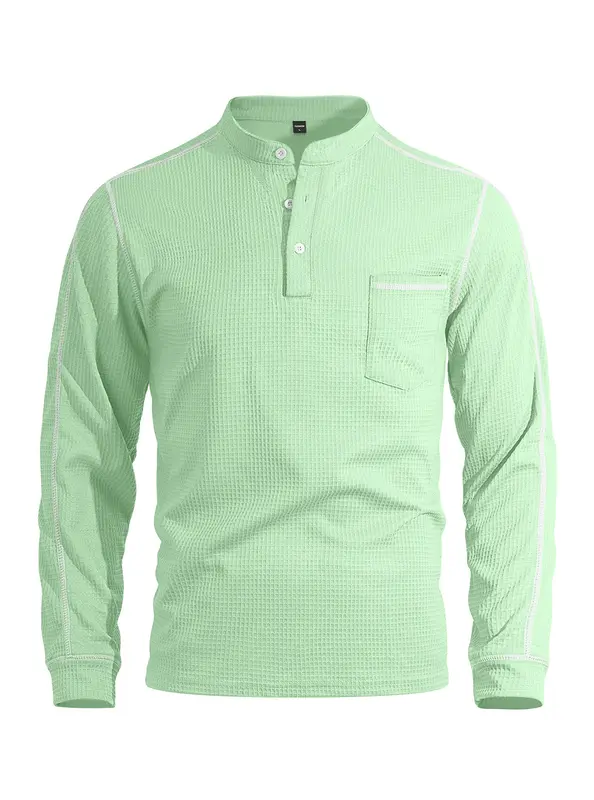Herren-Henley «Waffle» · Waffelstrick, Langarm