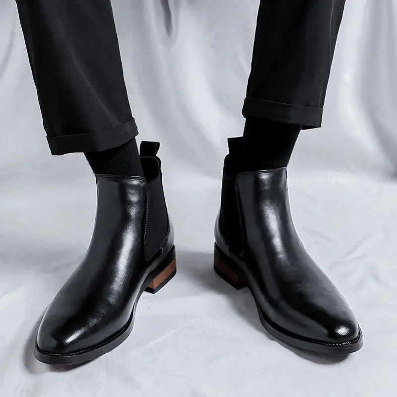 Herren High-Top Lederstiefel mit spitzer Kappe