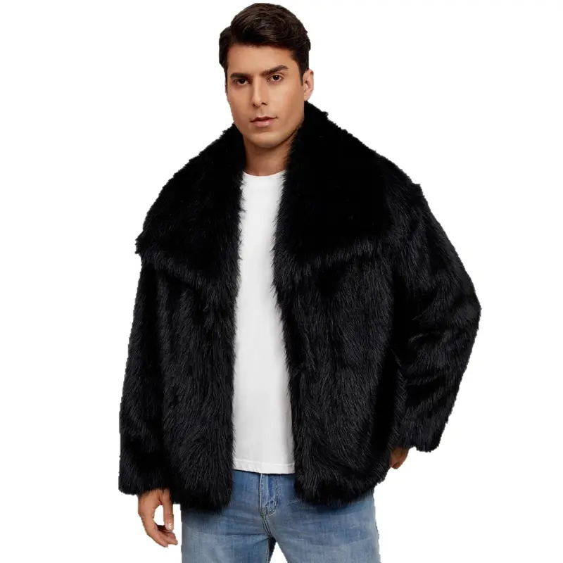 Herren-Jacke aus Kunstfell mit Reverskragen
