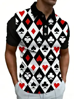 Herren-Polo mit 3D-Druck-Muster