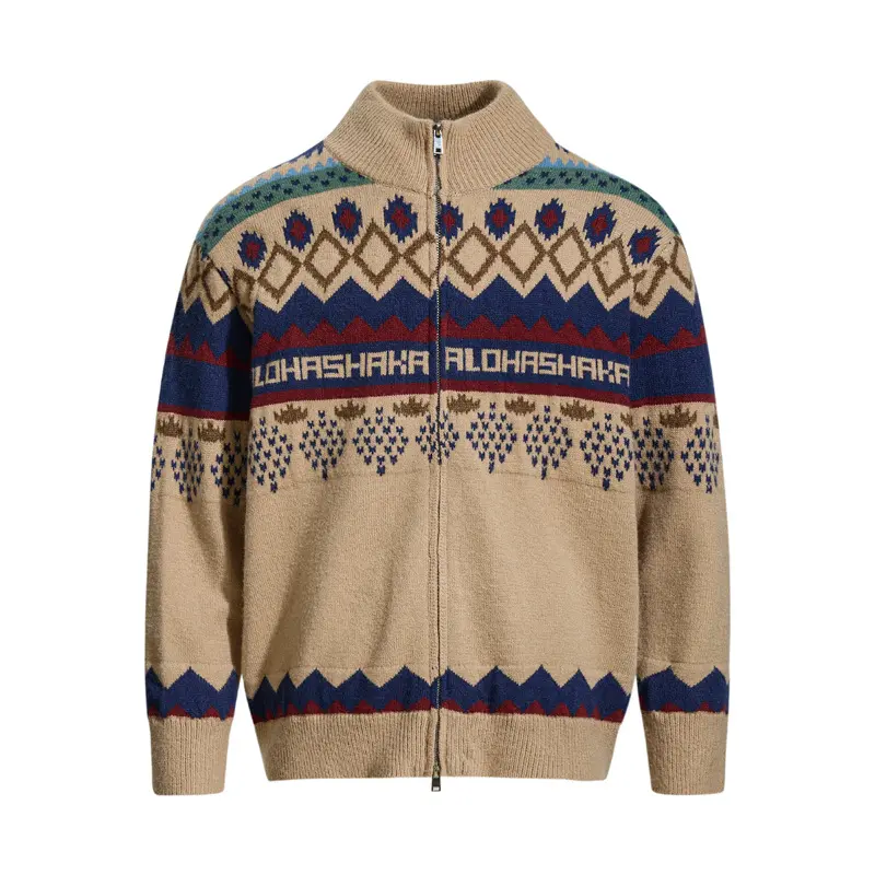 Herren Retro Jacquard Cardigan
