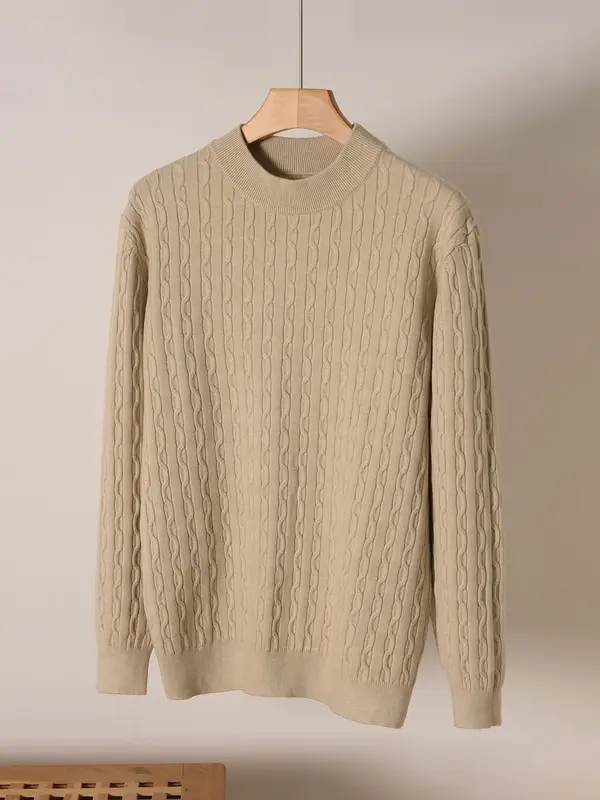 Herren Retro Strickpullover Einfarbig