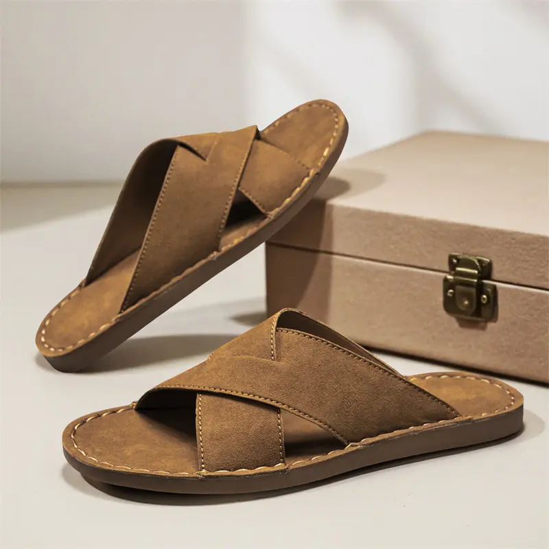Herren-Slides «Porto» · Cross-Strap, Wildleder-Optik