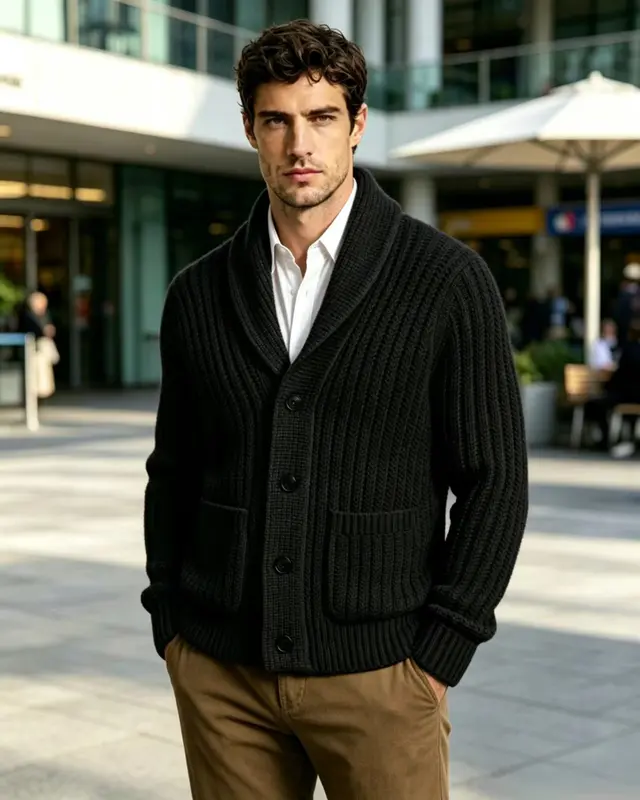 Herren Strick-Cardigan mit Streifen