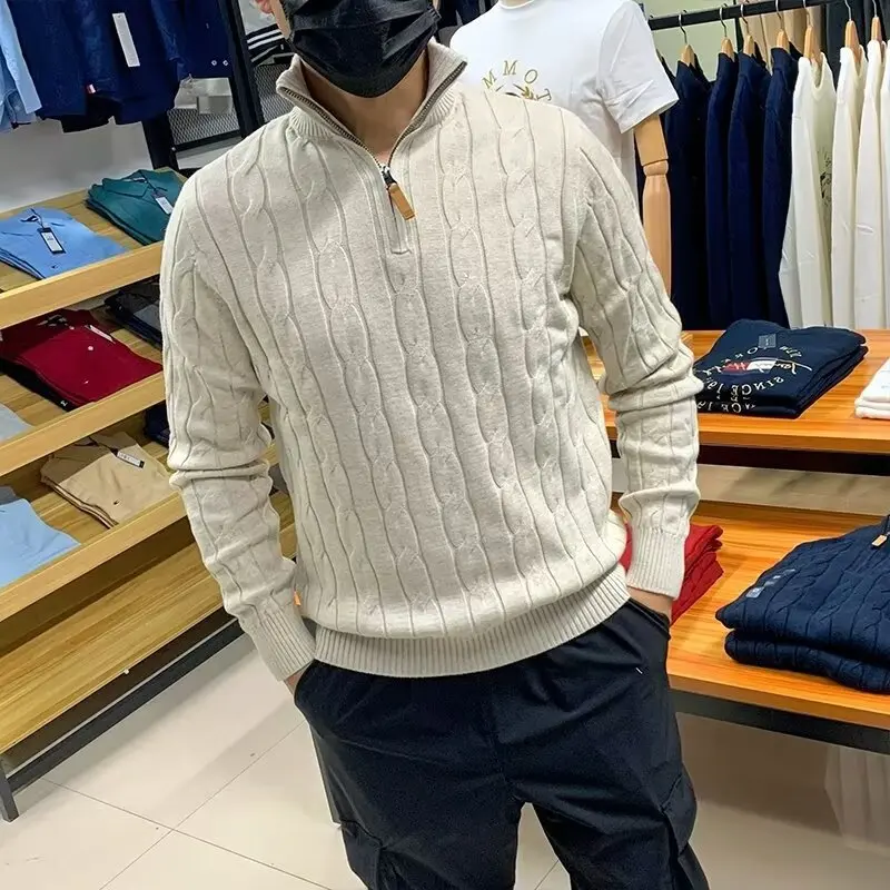 Herren Strickpullover mit Halbreissverschluss