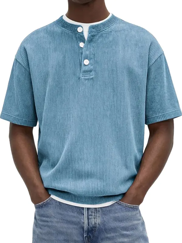 Herren-Strickshirt «Riviera» – Cord-Kurzarm