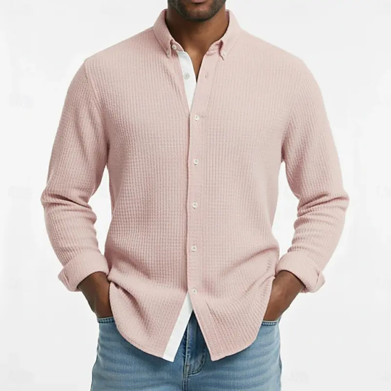 Herren Waffelstrick Langarm Cardigan