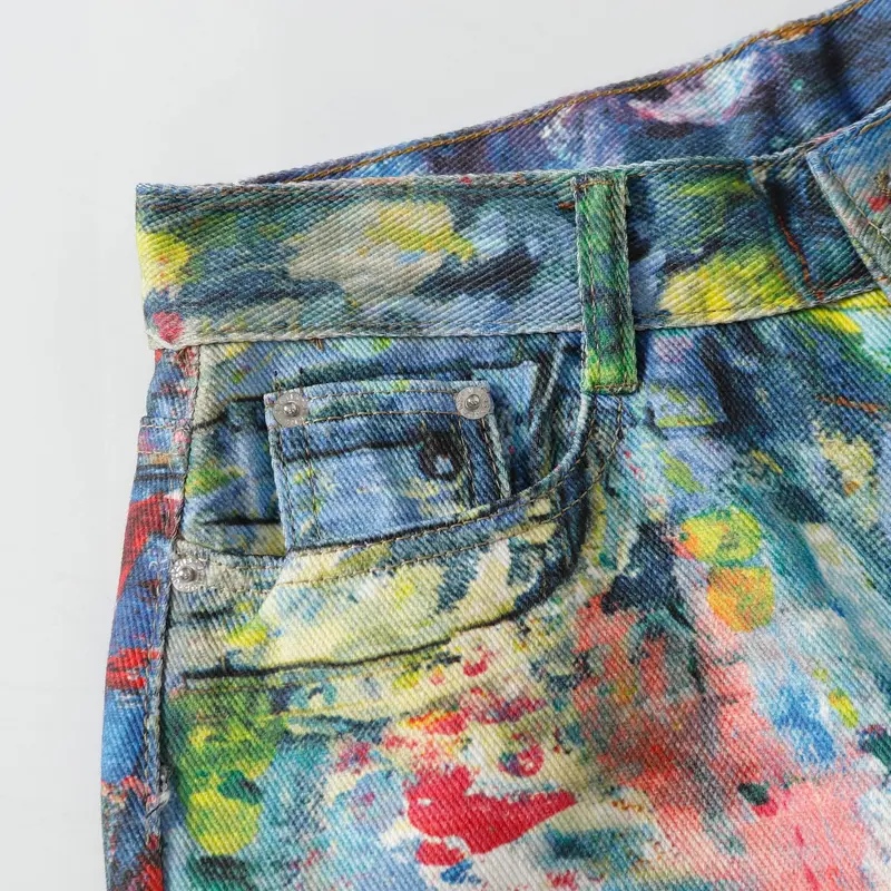 Herrenjeans Retro-Industriedesign Weit geschnitten Frühling
