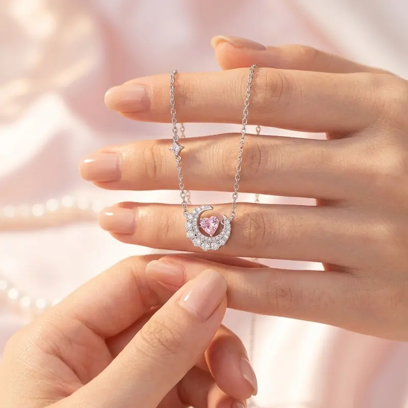 Herz-Mond-Halskette · zarte Schlüsselbein-Kette (Silber-Optik)
