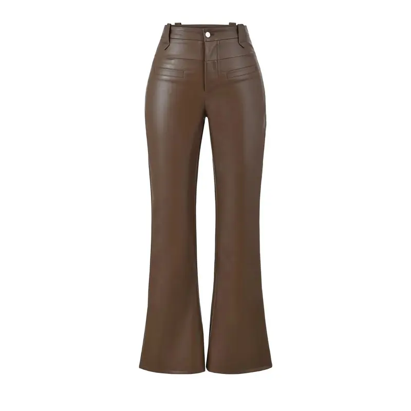 High-Rise Bootcut Hose im Motorrad-Stil