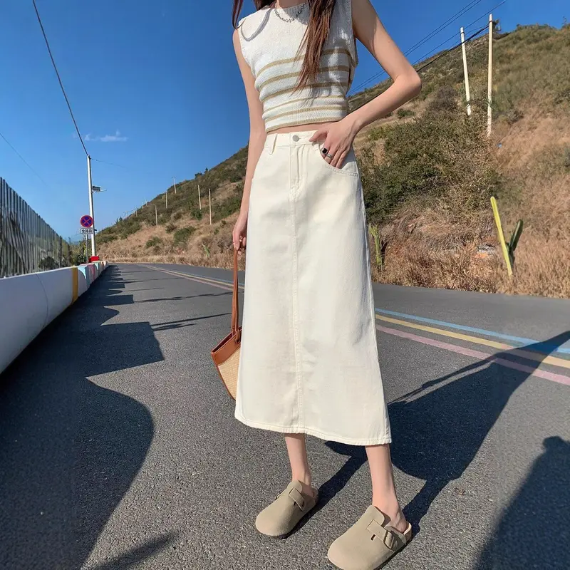 High-Waist A-Linien Jupe aus Denim