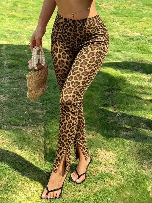 High-Waist Leggings mit Leopardenmuster